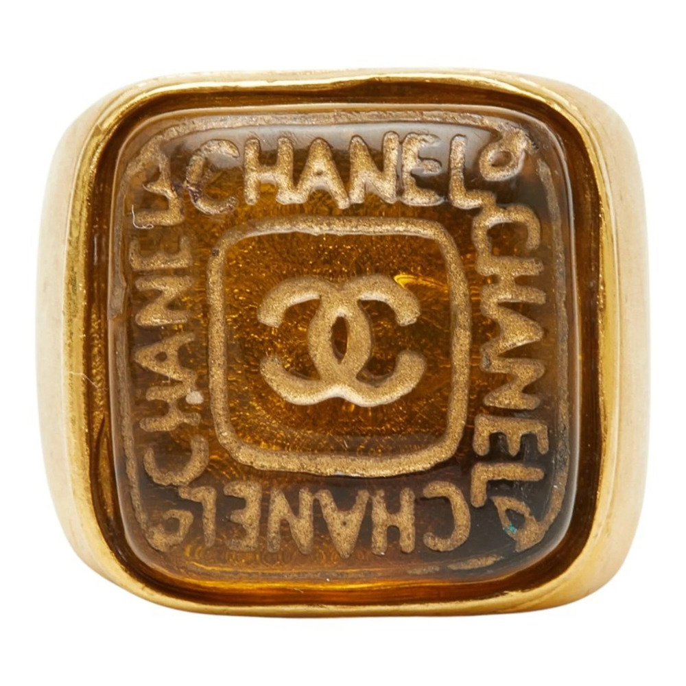 CHANEL Authentic Vintage Gold Logo Ring - Picture 2 of 5